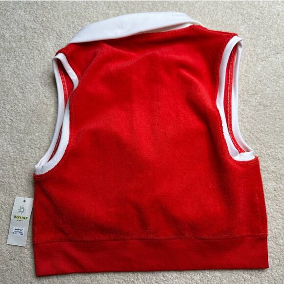Aerie Offline: Red Terrycloth Collared Cropped Tank - Picture 2 of 4
